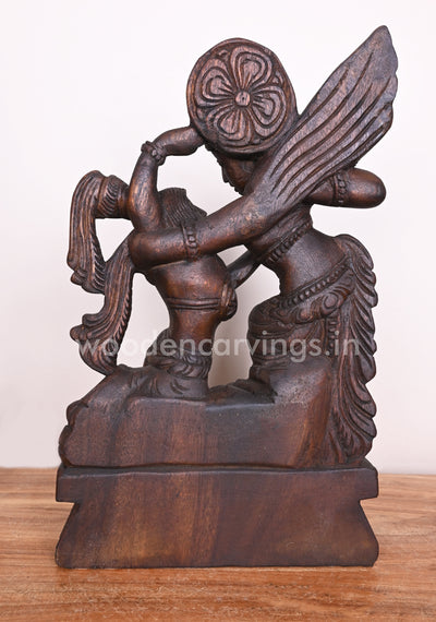 Handcrafted Beautiful Lord Krishna with Love Radha Standing Light Weight Wooden Sculpture 19'"