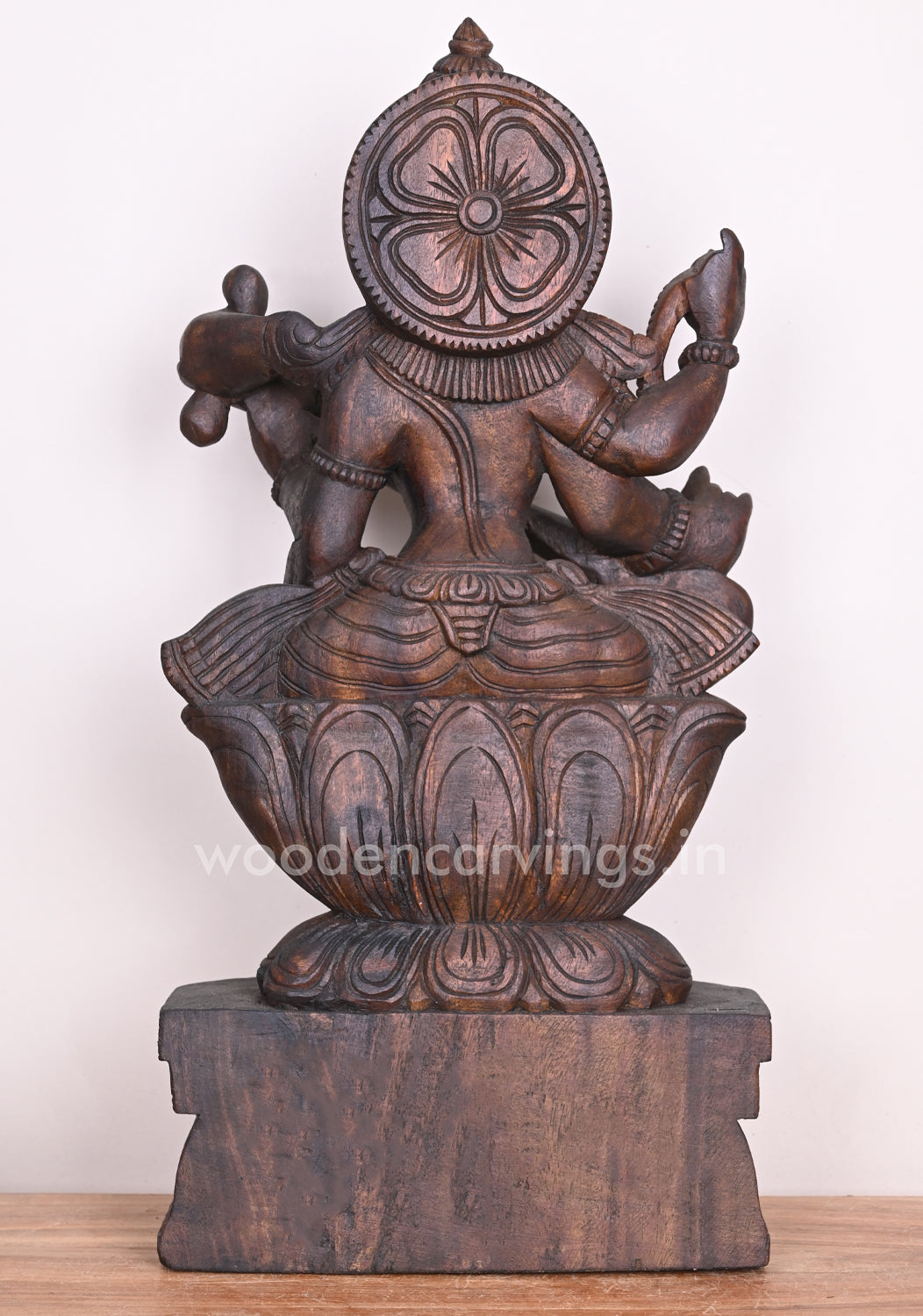 Vidyarupa Saraswathi Seated on Lotus Holding Rosary and Veena in Her Beautiful Hand Sculpture 25"