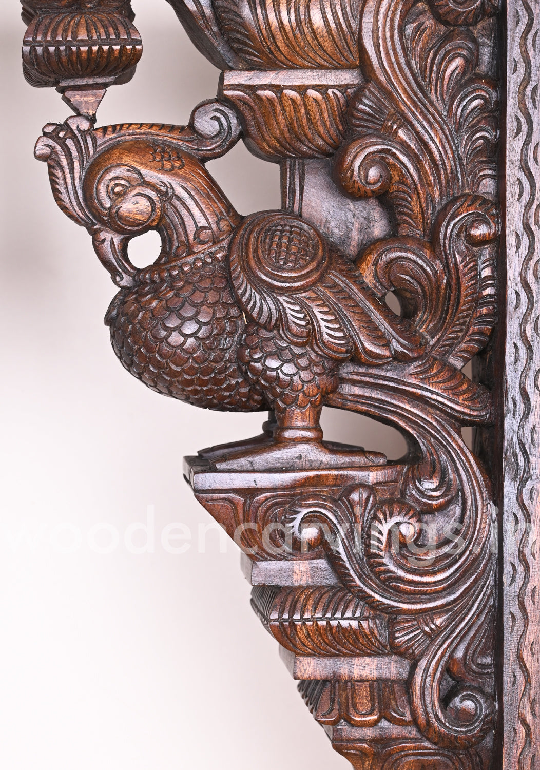 Fascinating Hamsa (Annapakshi) Hooks Fixed Handmade Wooden Vaagai Wood Wall Brackets 24"