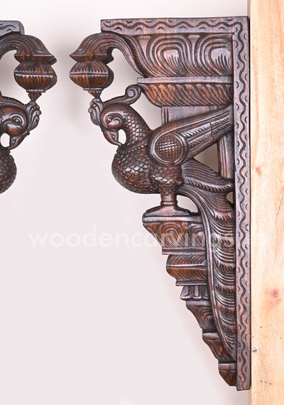 Having Beautiful Feathers Paired Wooden Parrot Detaily Handmade Vaagai Wood Wall Brackets 24"