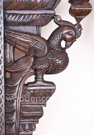 Having Beautiful Feathers Paired Wooden Parrot Detaily Handmade Vaagai Wood Wall Brackets 24"