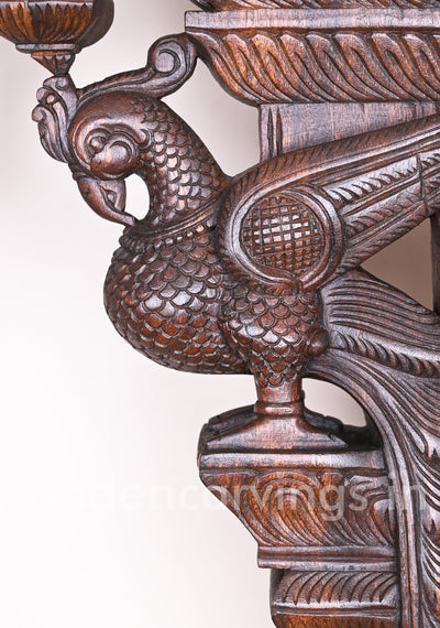 Having Beautiful Feathers Paired Wooden Parrot Detaily Handmade Vaagai Wood Wall Brackets 24"