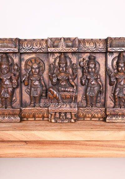 Preserver Mahavishnu Ten Powerful Dasavatar Horizontal Zig Zag Design Wooden Wall Panel 48"