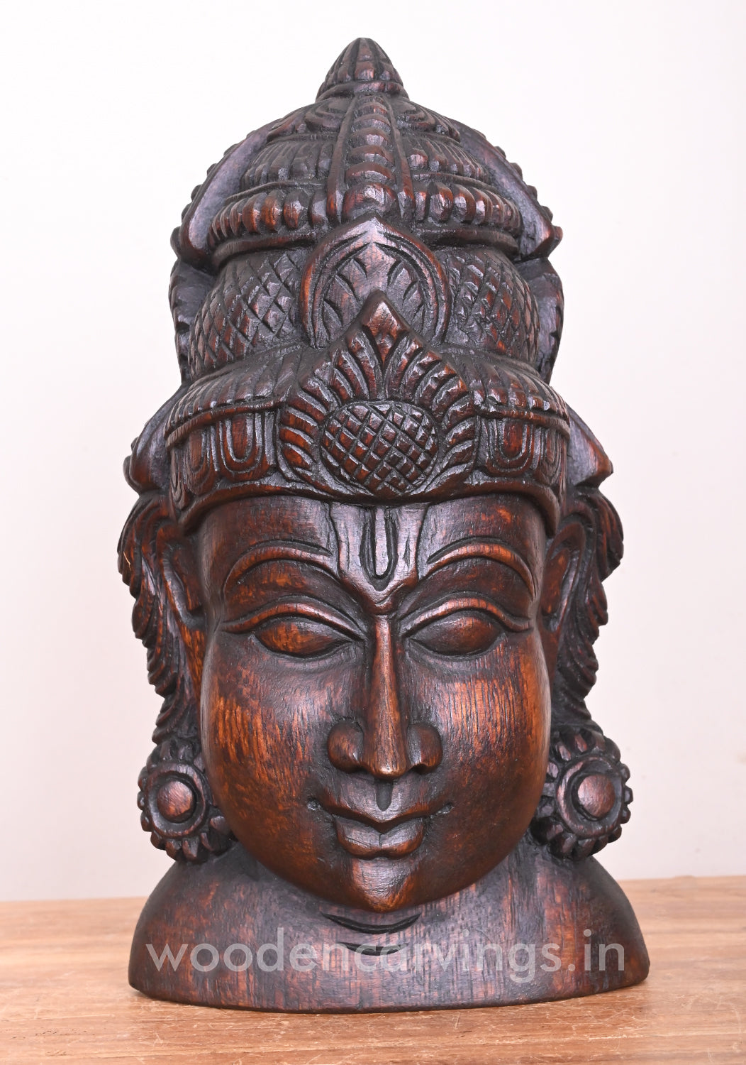Narayan Vishnu Wooden Fine Finishing Hooks Fixed Light Weight Home Decor Mask  10"