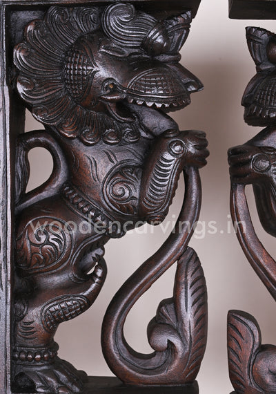 Wooden Standing Paired Yaazhi Handmade Light Weight Wax Brown Wall Decor Wall Brackets 13"