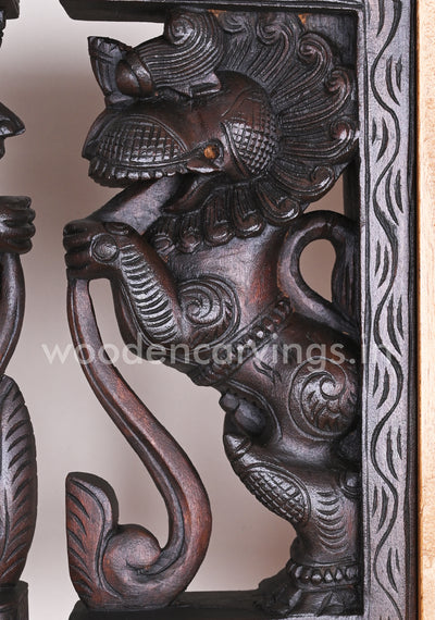 Wooden Standing Paired Yaazhi Handmade Light Weight Wax Brown Wall Decor Wall Brackets 13"
