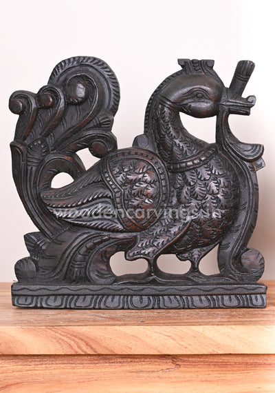 Preety Realistic look Paired Hamsa (Annapakshi) Birds Fine Finishing Wooden Wall Brackets 12"
