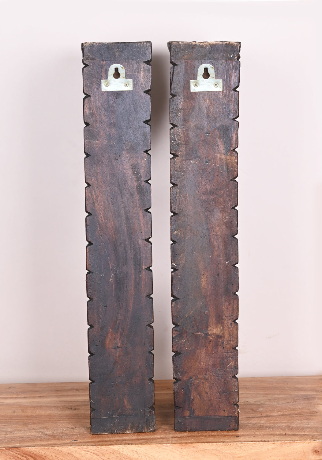Stunning Handmade Work of Paired Standing Ancient Animal Yaazhi Wooden Wall Brackets 24"