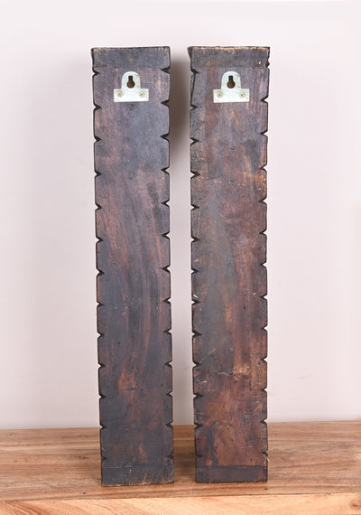 Stunning Handmade Work of Paired Standing Ancient Animal Yaazhi Wooden Wall Brackets 24"