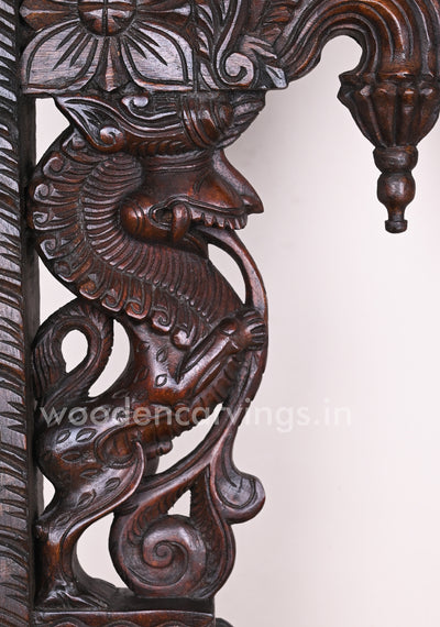 Stunning Handmade Work of Paired Standing Ancient Animal Yaazhi Wooden Wall Brackets 24"