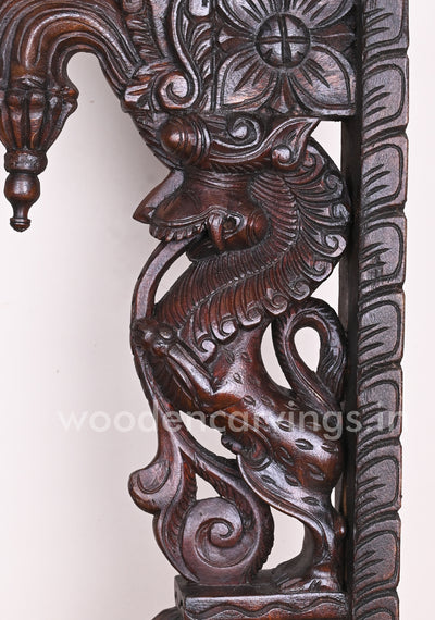 Stunning Handmade Work of Paired Standing Ancient Animal Yaazhi Wooden Wall Brackets 24"