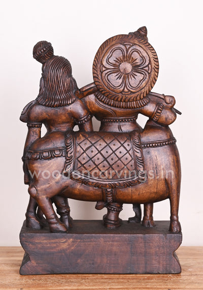 Showpiece Sculpture of Lord Krishna and His Consort Radha Standing With Cow and Playing Flute Deity 18"
