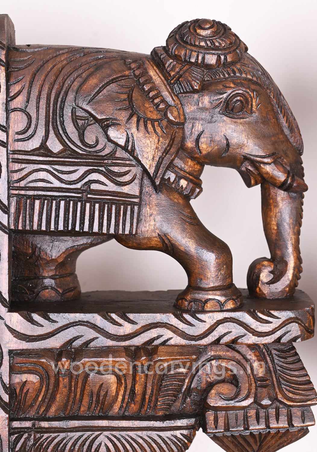 Shine and Classy Look Paired Light Weight Elephants Wall Decor Handmade Wooden Wall Brackets 15"
