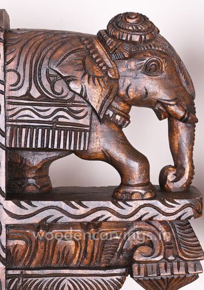 Shine and Classy Look Paired Light Weight Elephants Wall Decor Handmade Wooden Wall Brackets 15"