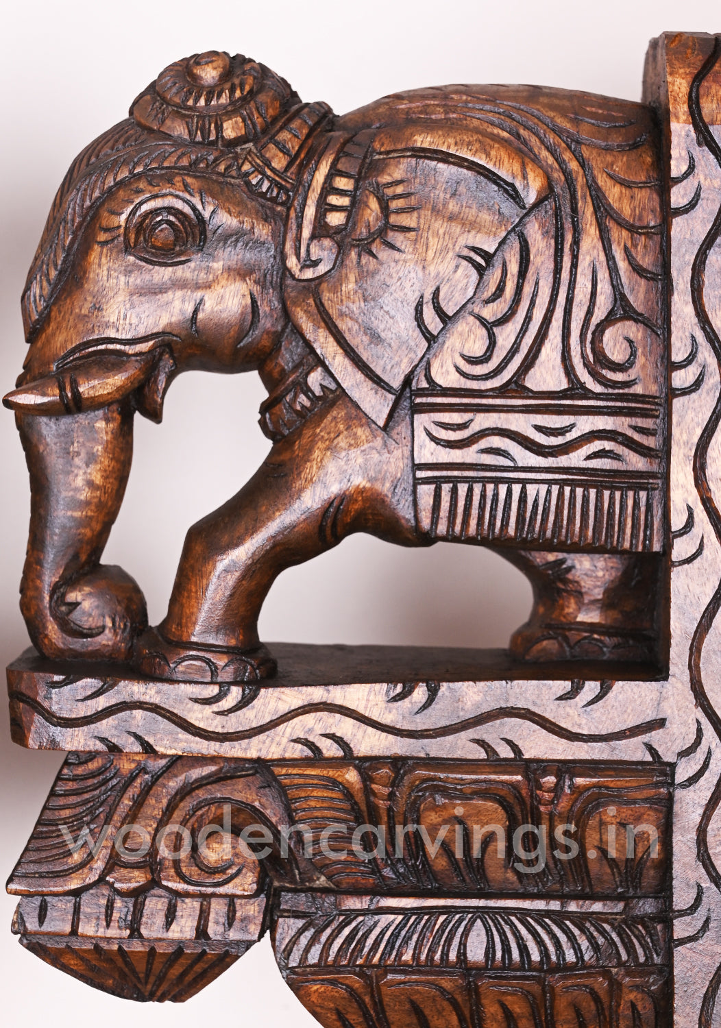 Shine and Classy Look Paired Light Weight Elephants Wall Decor Handmade Wooden Wall Brackets 15"
