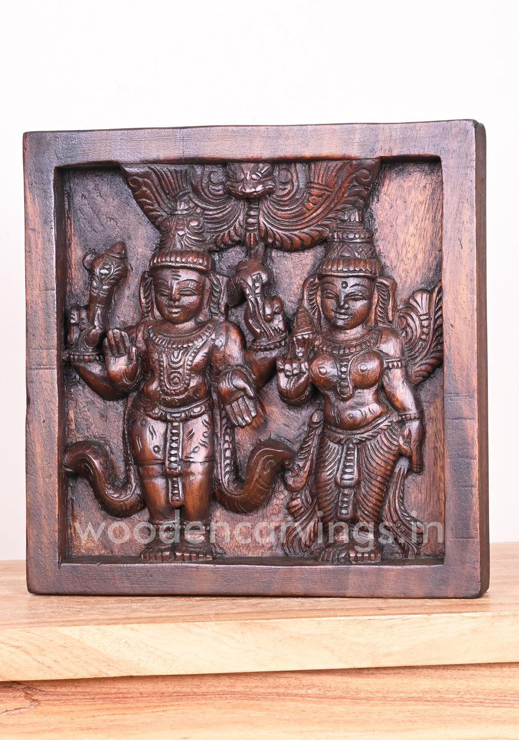 Maha Vishnu With MahaLakshmi Simple Light Weight Home and Entrance Decor Auspicious Wall Mount 12"