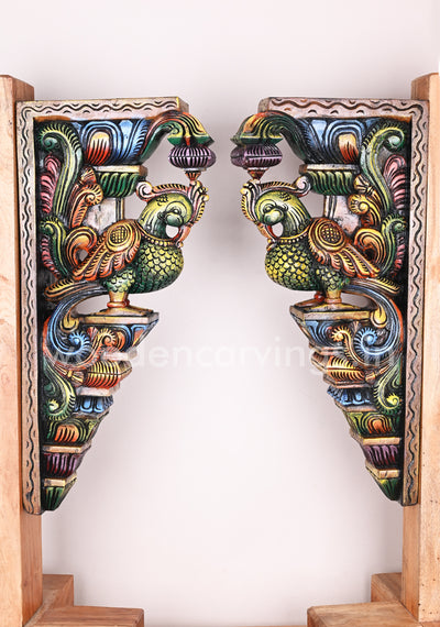 Wooden Green Beautiful Wall Hanging Realistic Look Hamsa Bird Hooks Fixed Coloured Wall Brackets 24"