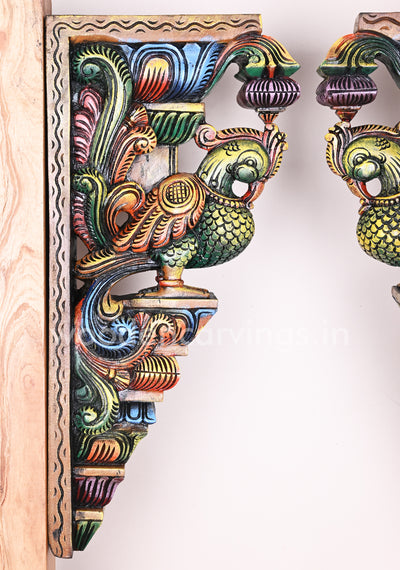 Wooden Green Beautiful Wall Hanging Realistic Look Hamsa Bird Hooks Fixed Coloured Wall Brackets 24"
