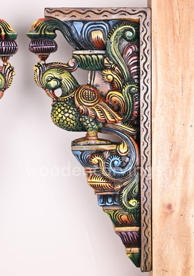Wooden Green Beautiful Wall Hanging Realistic Look Hamsa Bird Hooks Fixed Coloured Wall Brackets 24"