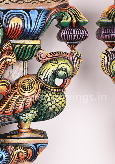 Wooden Green Beautiful Wall Hanging Realistic Look Hamsa Bird Hooks Fixed Coloured Wall Brackets 24"