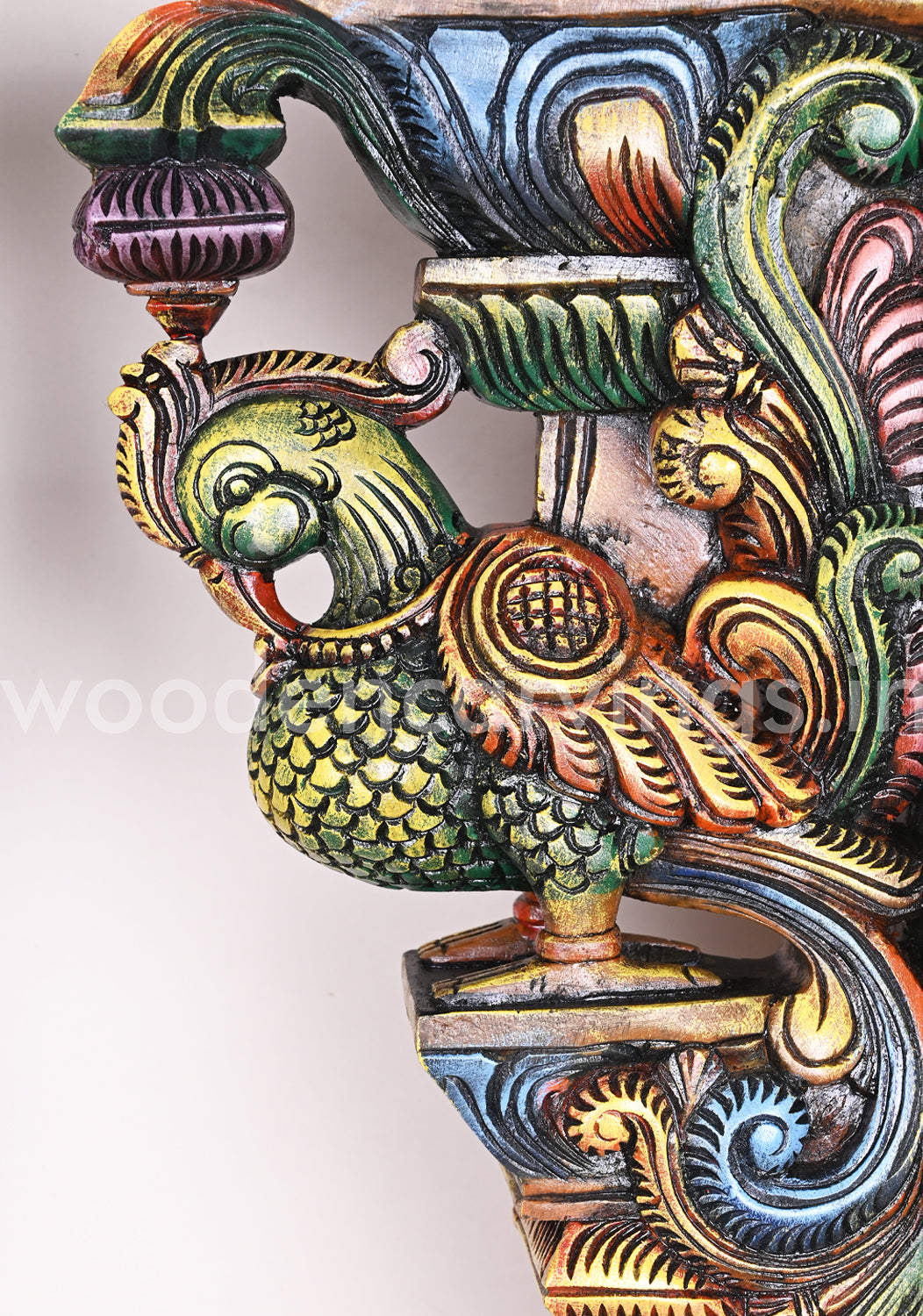 Wooden Green Beautiful Wall Hanging Realistic Look Hamsa Bird Hooks Fixed Coloured Wall Brackets 24"