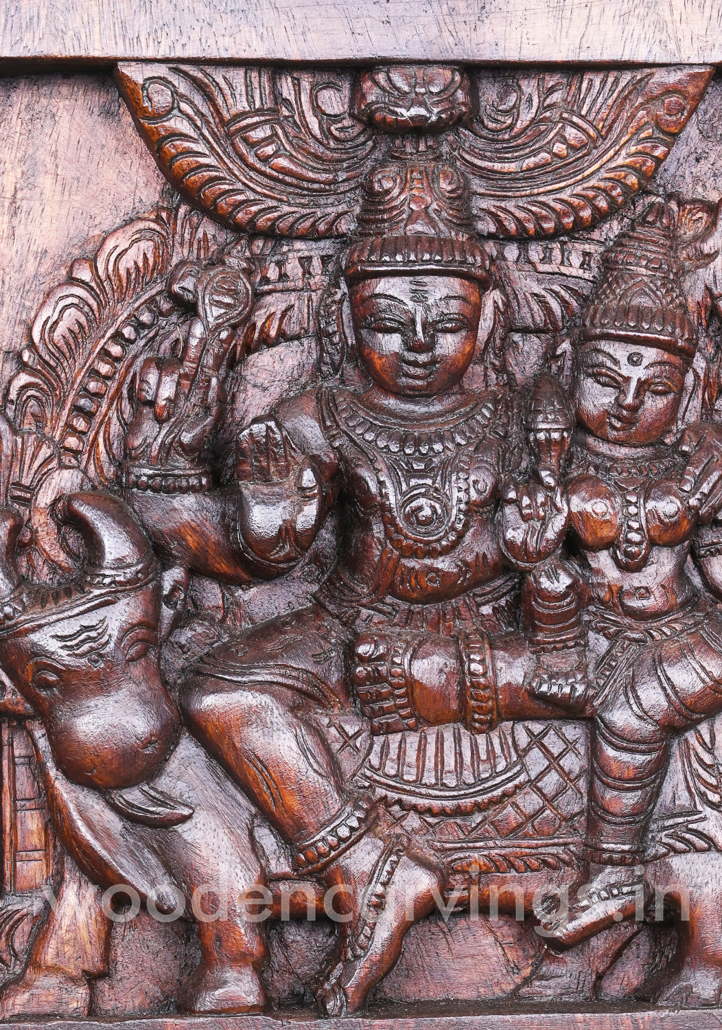 Mahadev With Devi Parvathi Wooden Wall