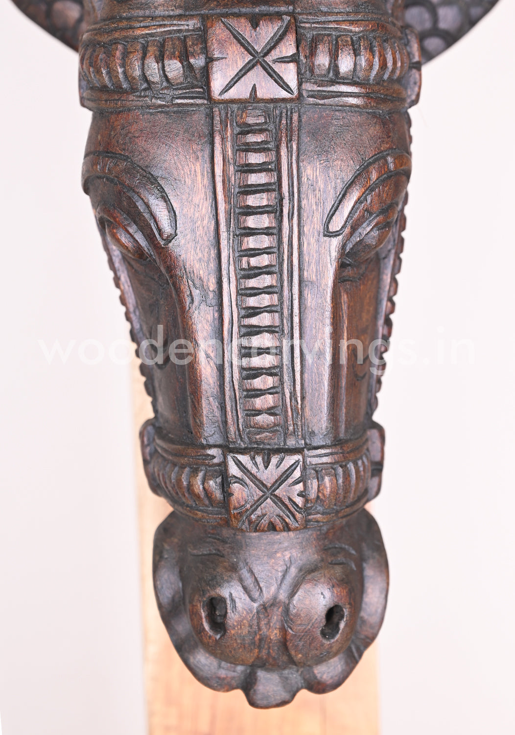 Home Vastu Wooden Head of Animal Horse Give Luck and Prosperity Wax Brown Sculpture 25"