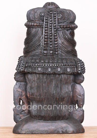 Wooden Auspicious Lord Mahadev Wax Brown Entrance and Pooja Room Decor Wall Mount 18"