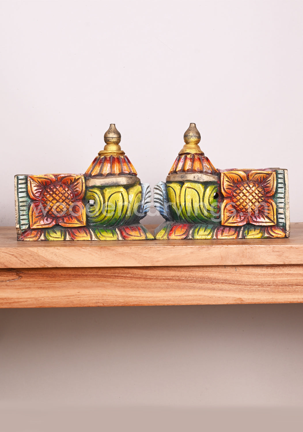 Decor For Your Pooja Room Entrances and Home Entrances Wooden Multicoloured Wall Brackets 10"