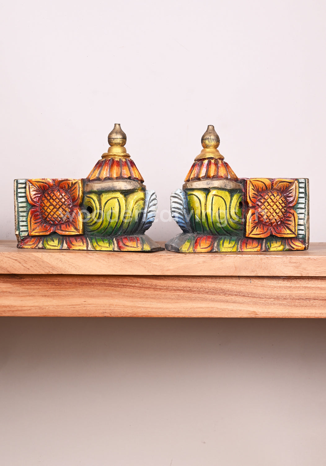 Decor For Your Pooja Room Entrances and Home Entrances Wooden Multicoloured Wall Brackets 10"