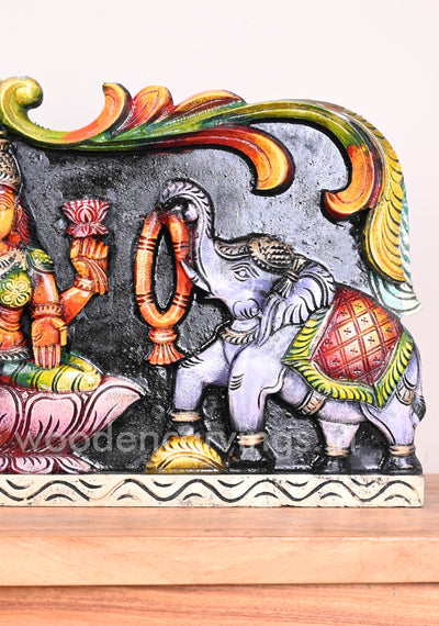 Light Weight Gorgeous Gaja Lakshmi With Grey Paired Elephants Entrance Decor Wall Panel 25"