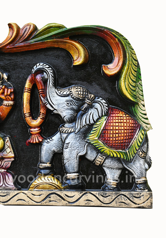 Ganapathi Simple Multicoloured  Hooks Fixed Wooden Wall Panel 25"
