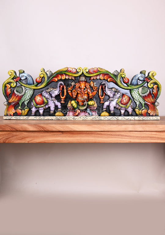  Wooden Gaja Ganesha Wall Panel