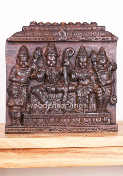Buy Handcarved Wooden Auspicious Ram Darbar Wax Brown Light Weight Hooks Fixed Wall Mount 15"