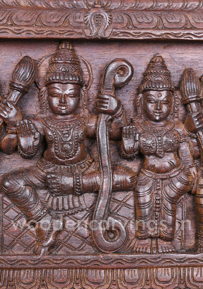 Buy Handcarved Wooden Auspicious Ram Darbar Wax Brown Light Weight Hooks Fixed Wall Mount 15"