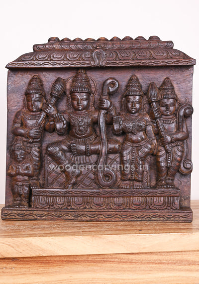 Buy Handcarved Wooden Auspicious Ram Darbar Wax Brown Light Weight Hooks Fixed Wall Mount 15"