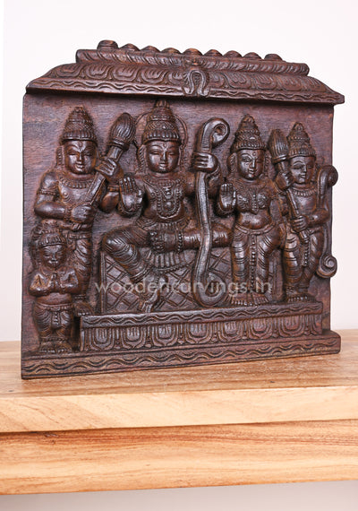 Buy Handcarved Wooden Auspicious Ram Darbar Wax Brown Light Weight Hooks Fixed Wall Mount 15"