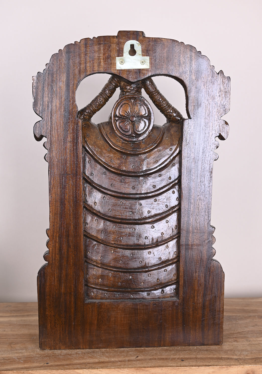 Vaagai Wood Lord Balaji Standing on Base Arch Polished Wooden Handamde Showpiece Sculpture 25"