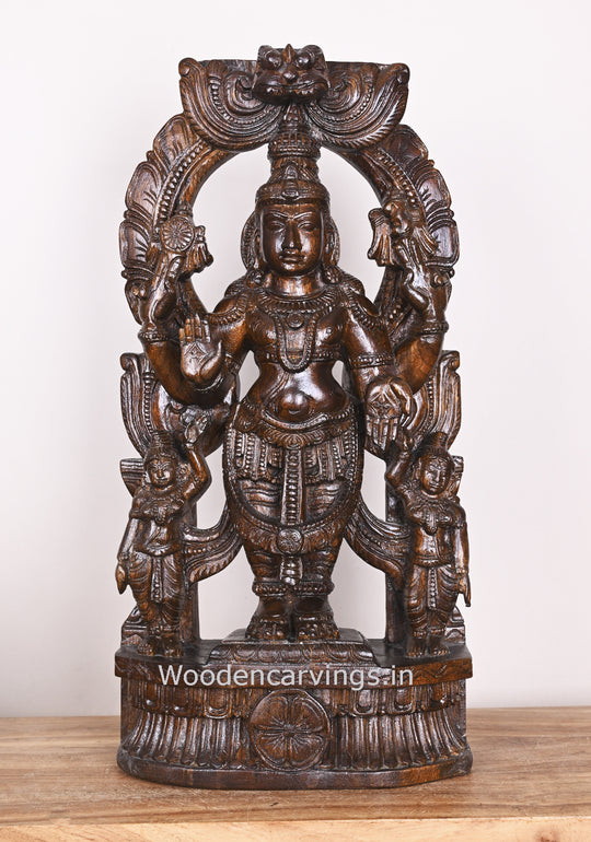 Wooden Arch Maha Vishnu  Standing Handmade Sculpture 24"