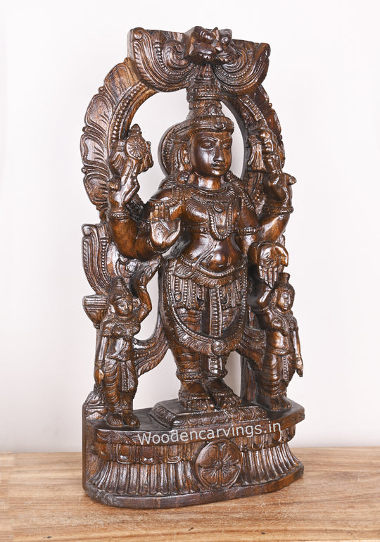 Wooden Arch Maha Vishnu  Standing Handmade Sculpture 24"