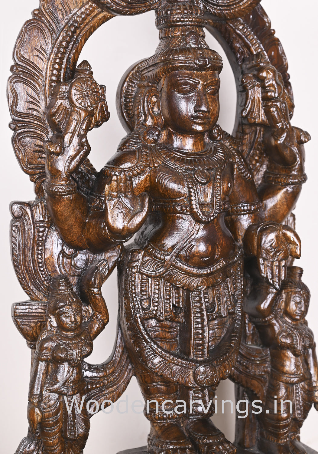 Wooden Arch Maha Vishnu  Standing Handmade Sculpture 24"