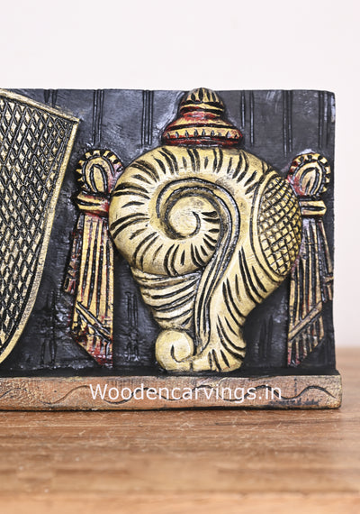 Horizontal Light Weight Chanku Nama Chakra Multicoloured Wooden Vaagai Wood Panel 15"