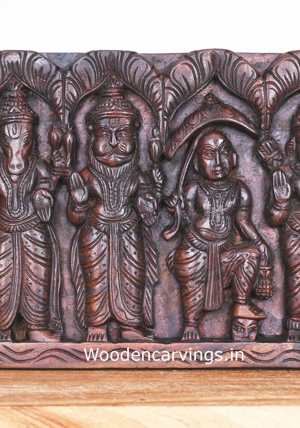 Wooden Maha Vishnu Ten Powerful Avatars Panel 38"