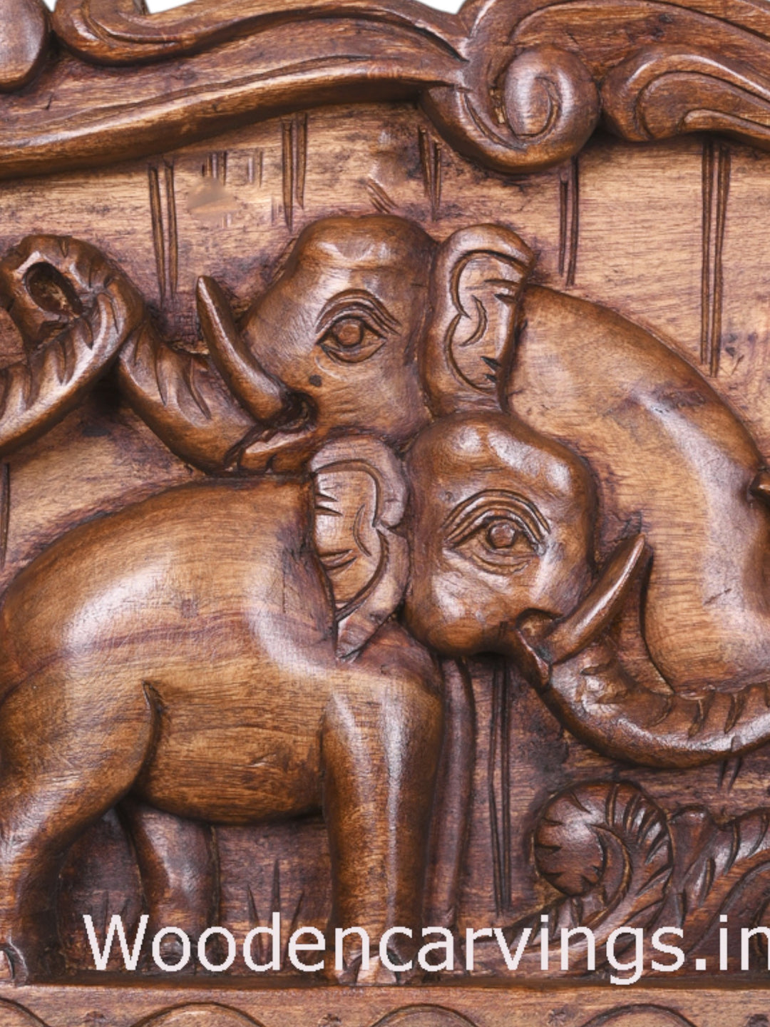 Group of Elephants Handmade Wooden Wall Panel 48"