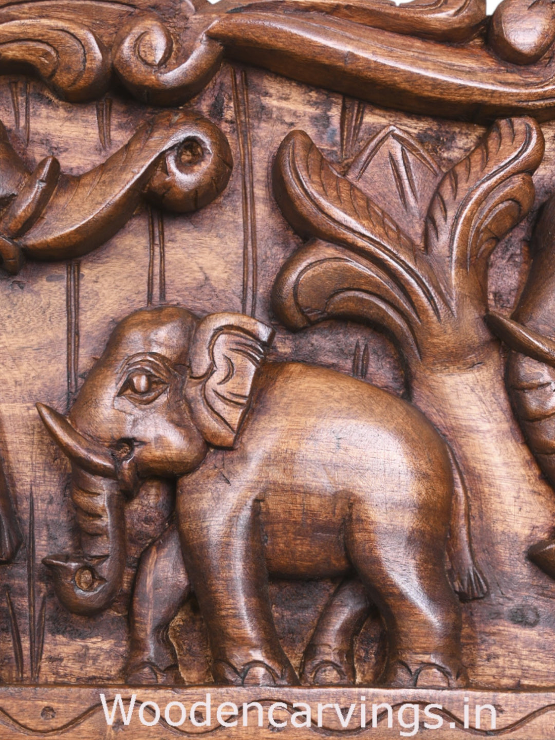 Group of Elephants Handmade Wooden Wall Panel 48"