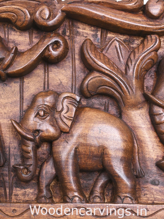Group of Elephants Handmade Wooden Wall Panel 48"