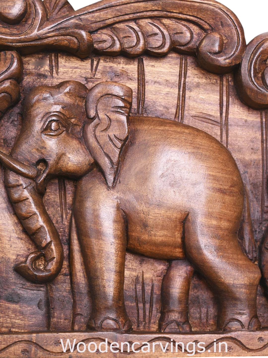 Group of Elephants Handmade Wooden Wall Panel 48"