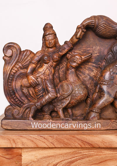 Prosperity Beauty Goddess GajaLakshmi Wooden Handmade Arch Elephants with Sevagars Wall Panel 45"