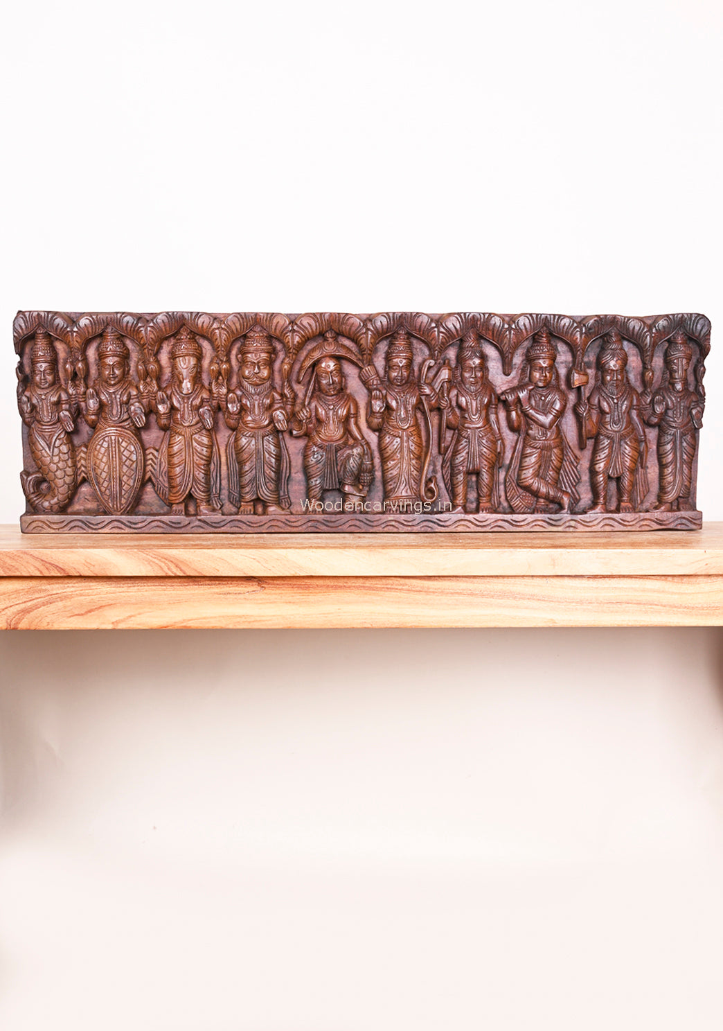Wooden Lord Vishnu Standing Panel 37"