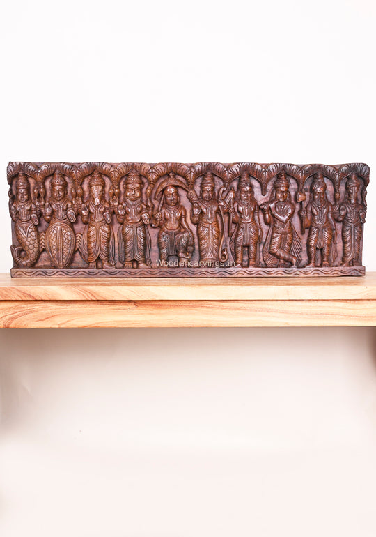Wooden Lord Vishnu Standing Panel 37"